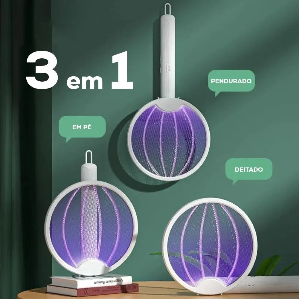 Raquete elétrica dobrável para mosquitos