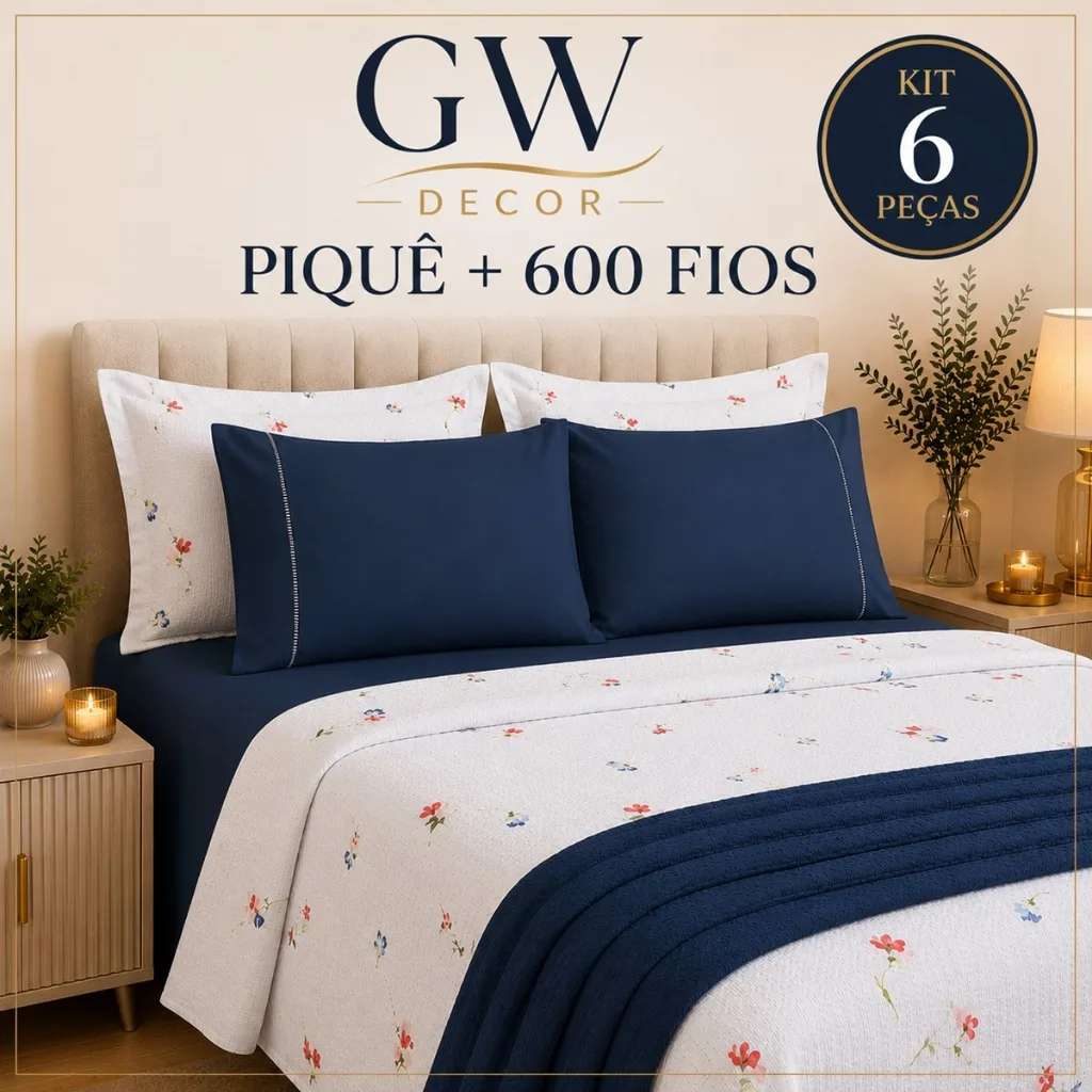Jogo de cama casal com 6 peças