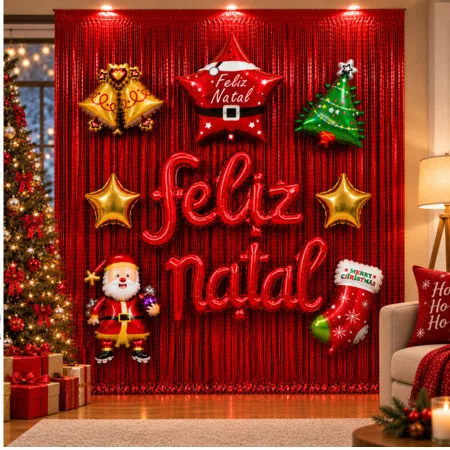 Kit de decoração natalina com balões metalizados
