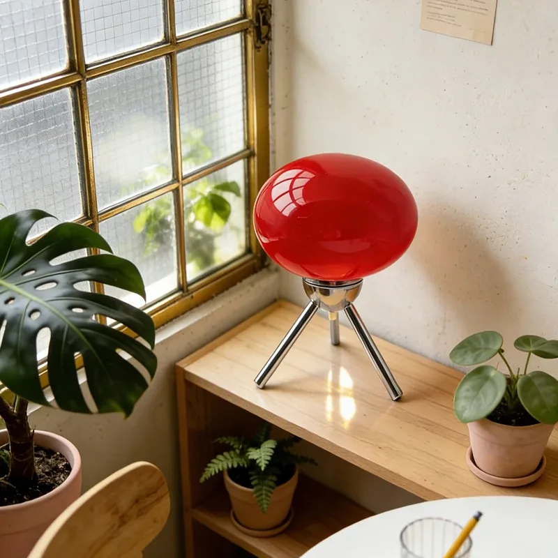 Luminária de mesa em vidro estilo cogumelo