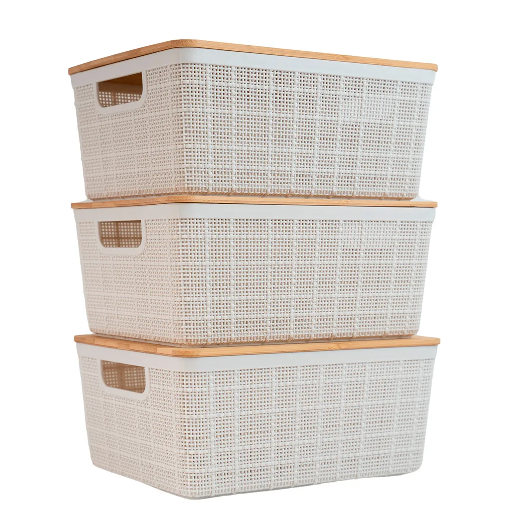 Kit com 3 caixas organizadoras Oikos de 4 litros