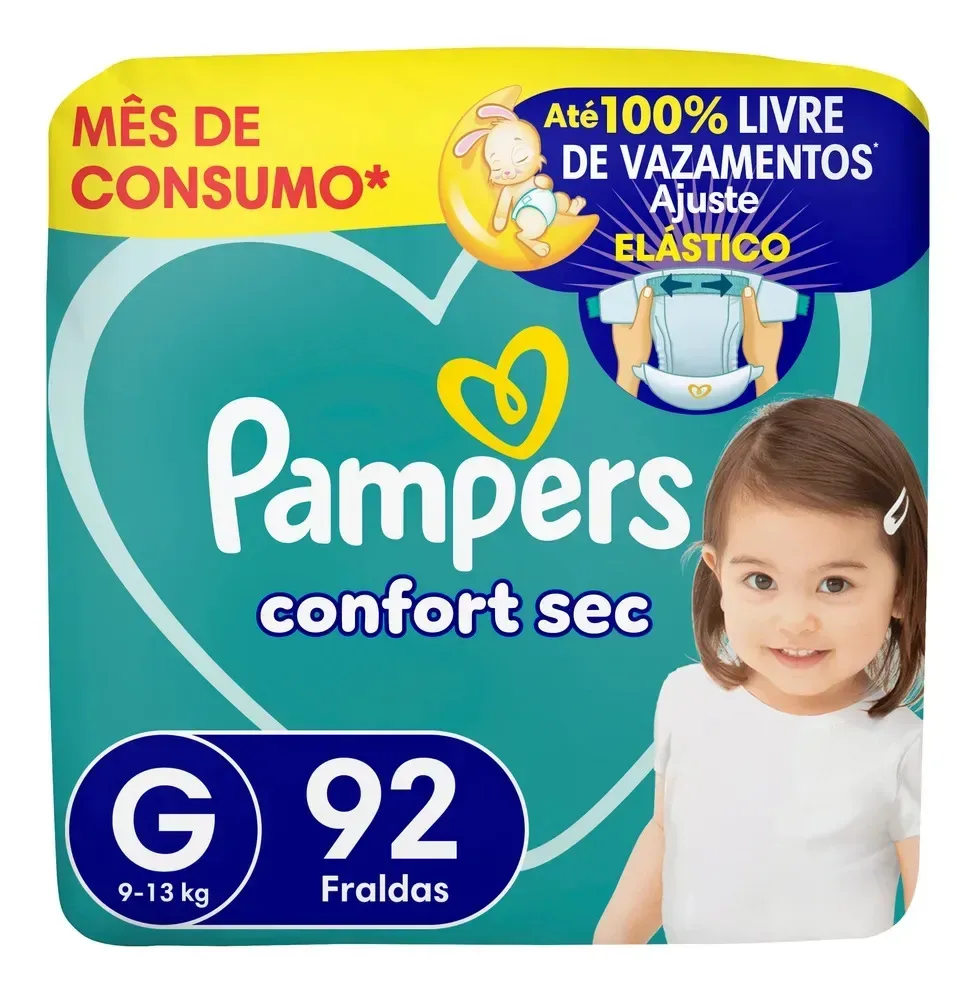 Fralda Pampers Confort Sec tamanho G com 92 unidades