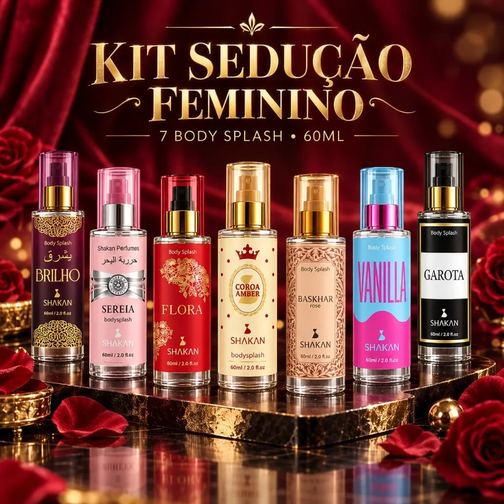 Kit com 7 body splashes Shakan de 60 ml