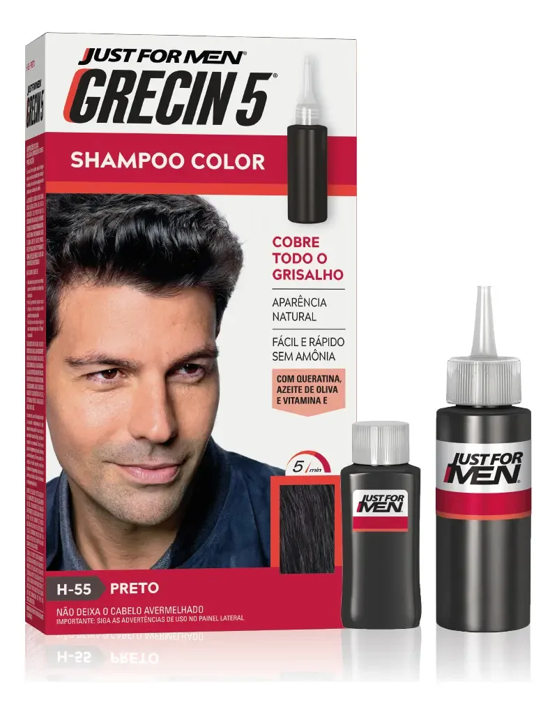 Shampoo tonalizante Grecin 5 preto para cabelos grisalhos