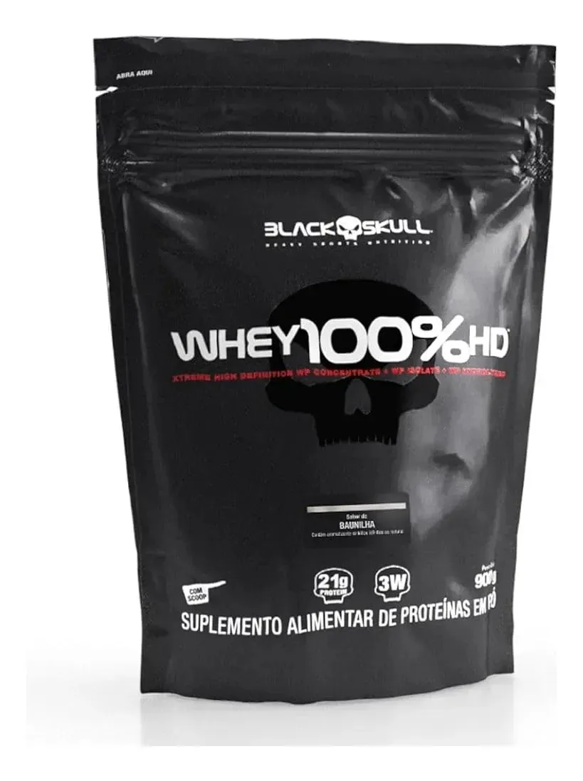 Proteína Black Skull Whey 100 HD sabor baunilha