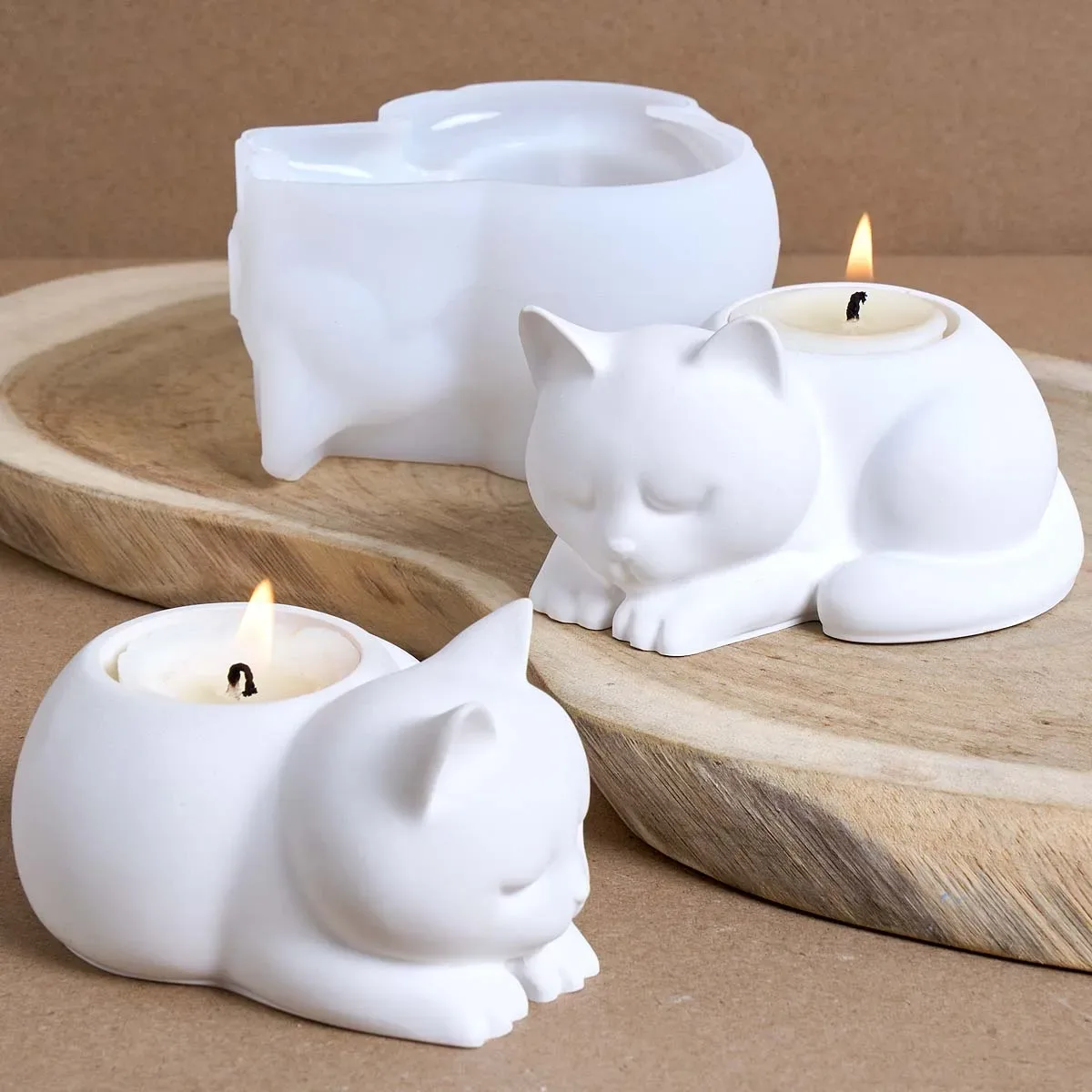 Molde de silicone para castiçal de gato