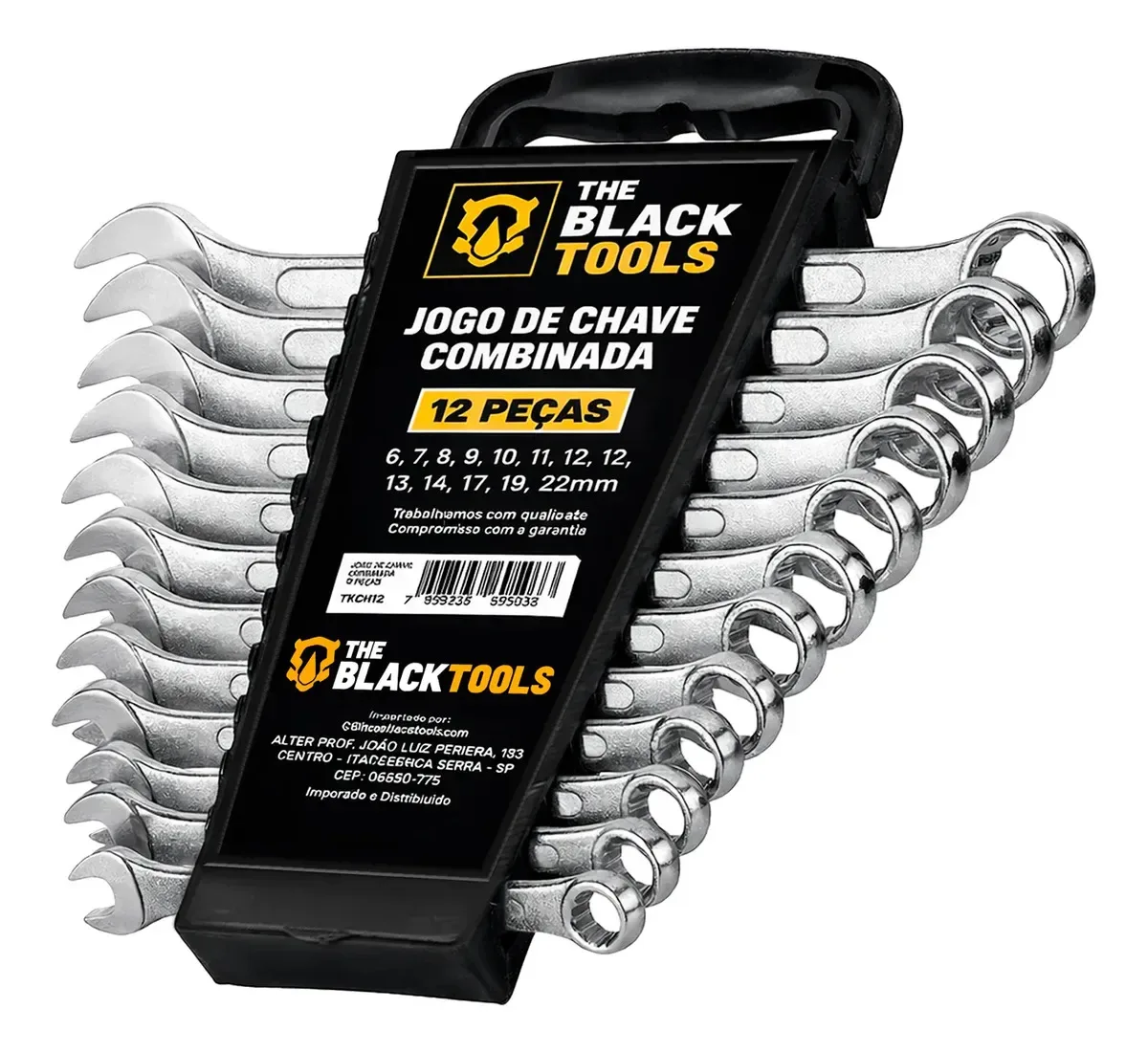 Jogo de chaves combinadas The Black Tools com 12 peças