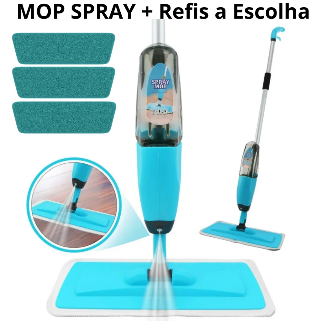Mop spray com reservatório e refil de microfibra