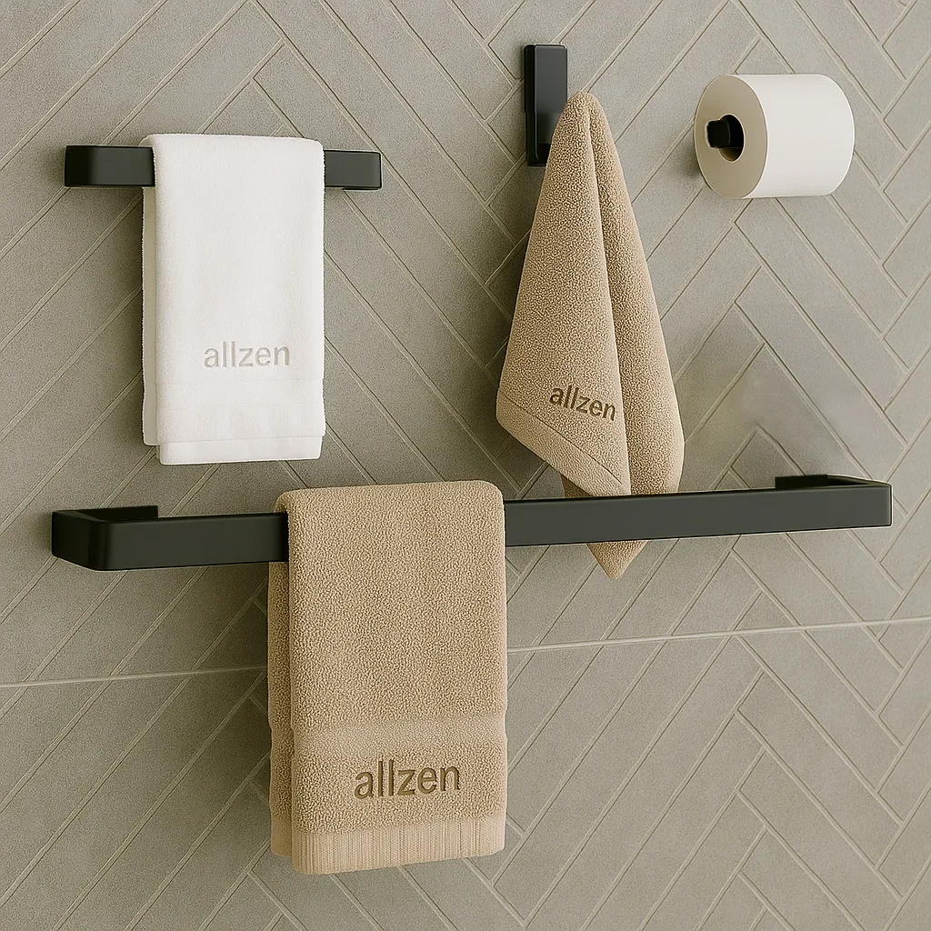 Kit de acessórios para banheiro preto fosco