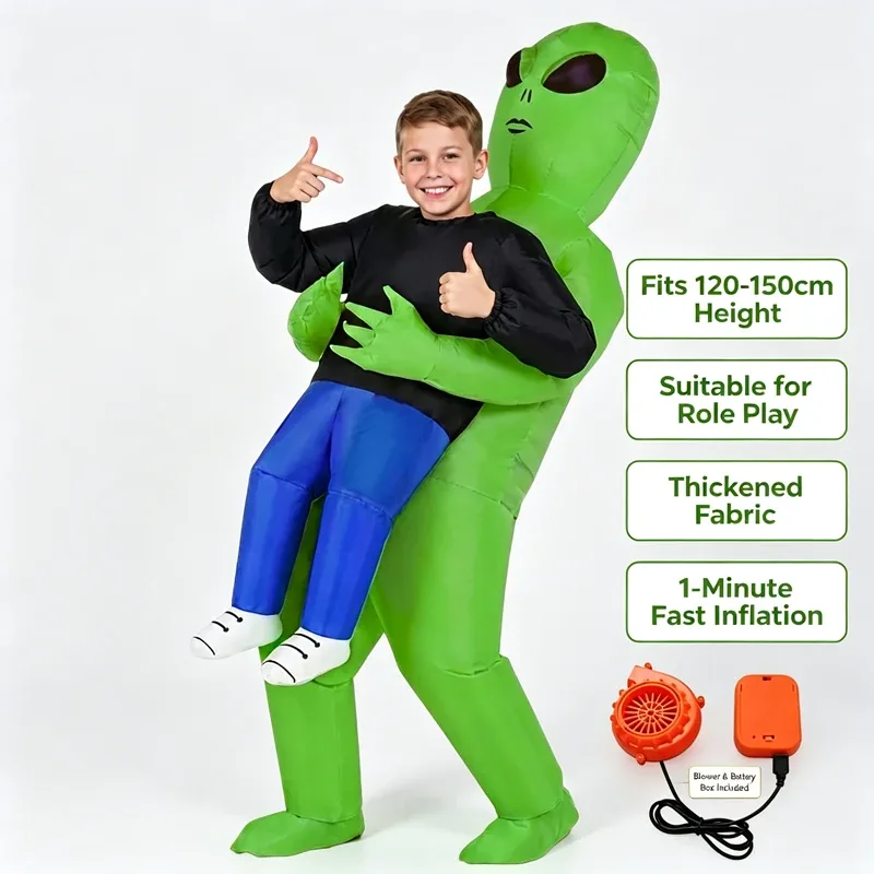 Fantasia inflável infantil de alienígena verde