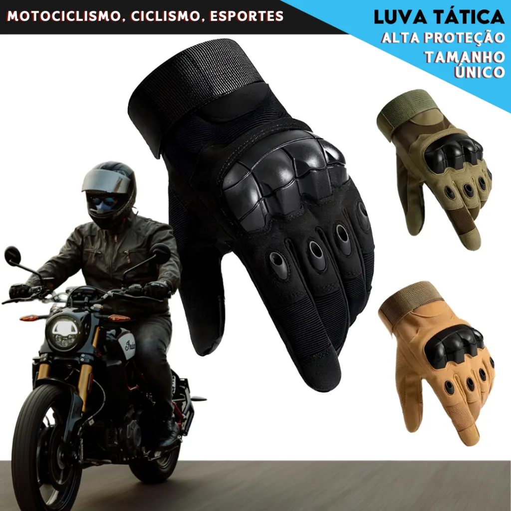 Luva para motociclista com proteção reforçada