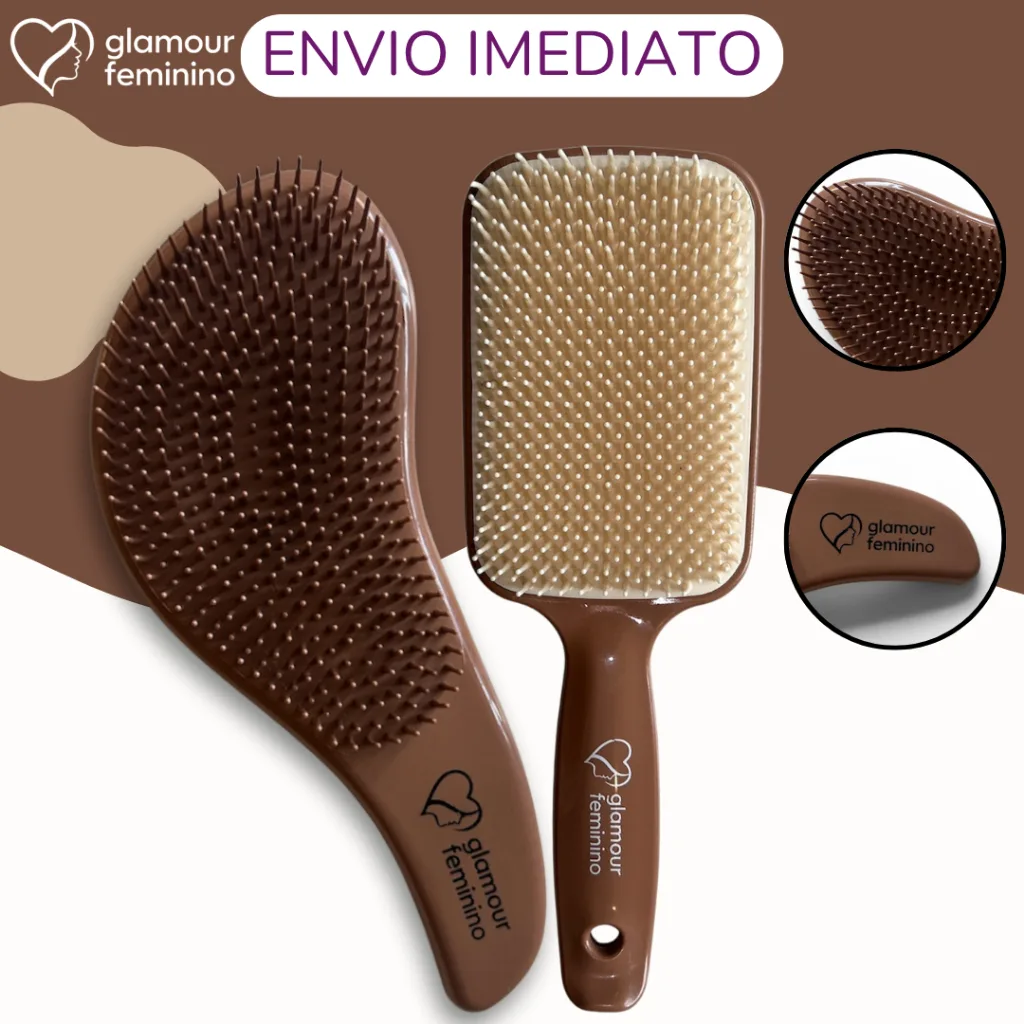 Kit com escova raquete e escova mágica para cabelos