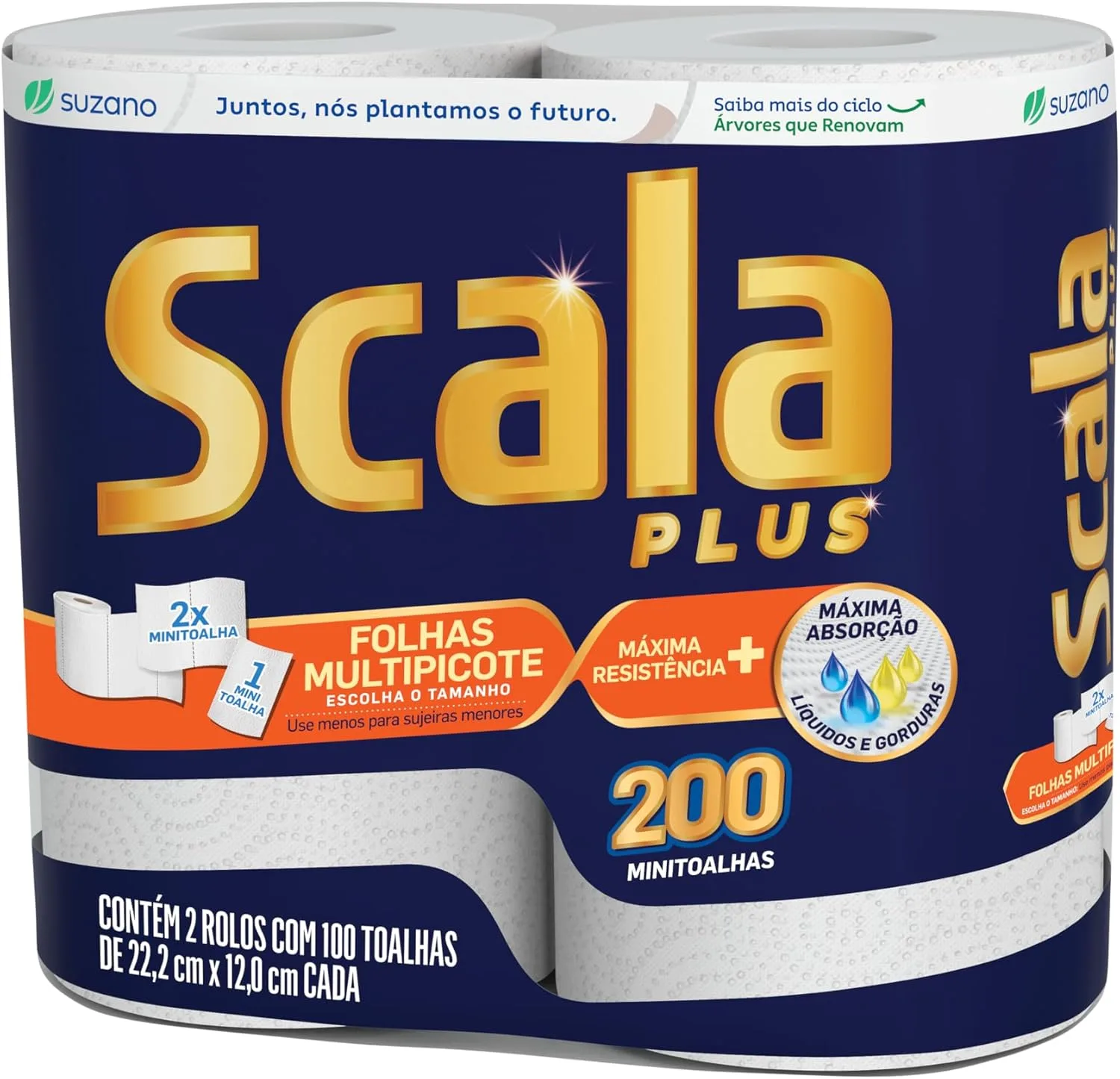 Papel-toalha Scala Plus com 200 folhas