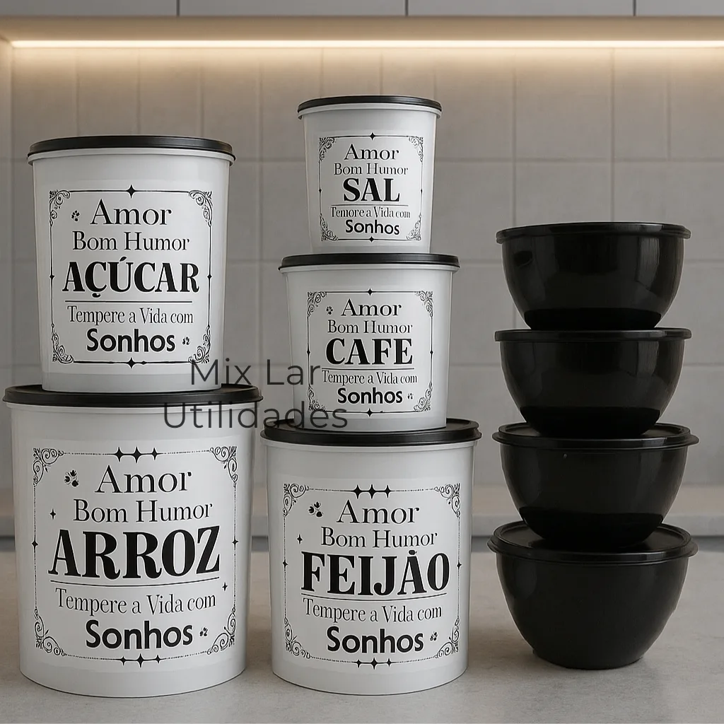 Kit de potes para mantimentos com 9 peças