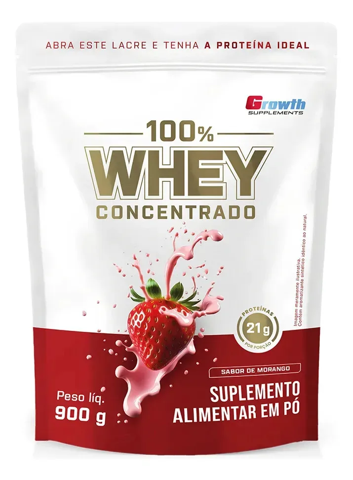 Whey concentrado Growth Supplements sabor morango