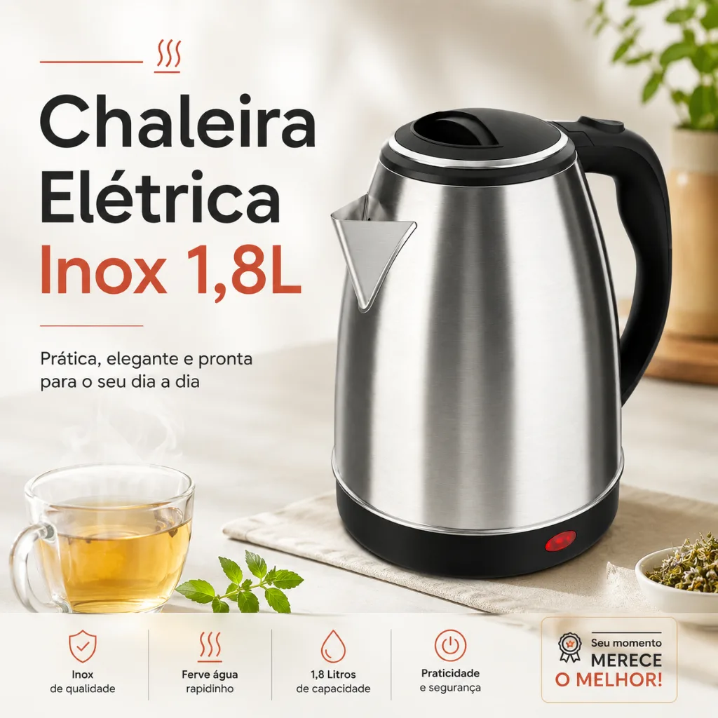 Chaleira elétrica FIX/STARTOOLS de 1,8 litro