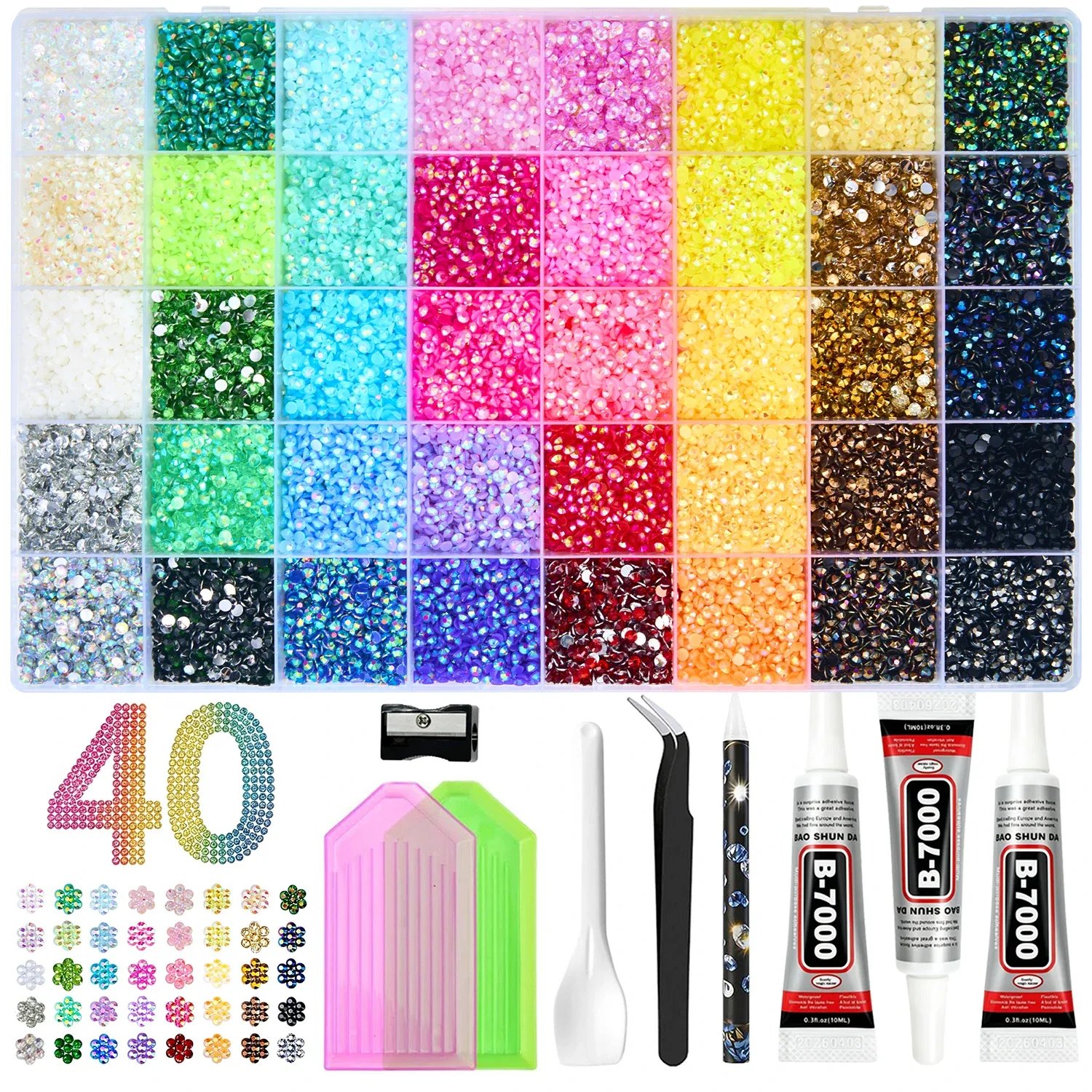 Kit de strass de resina multicolorido para artesanato