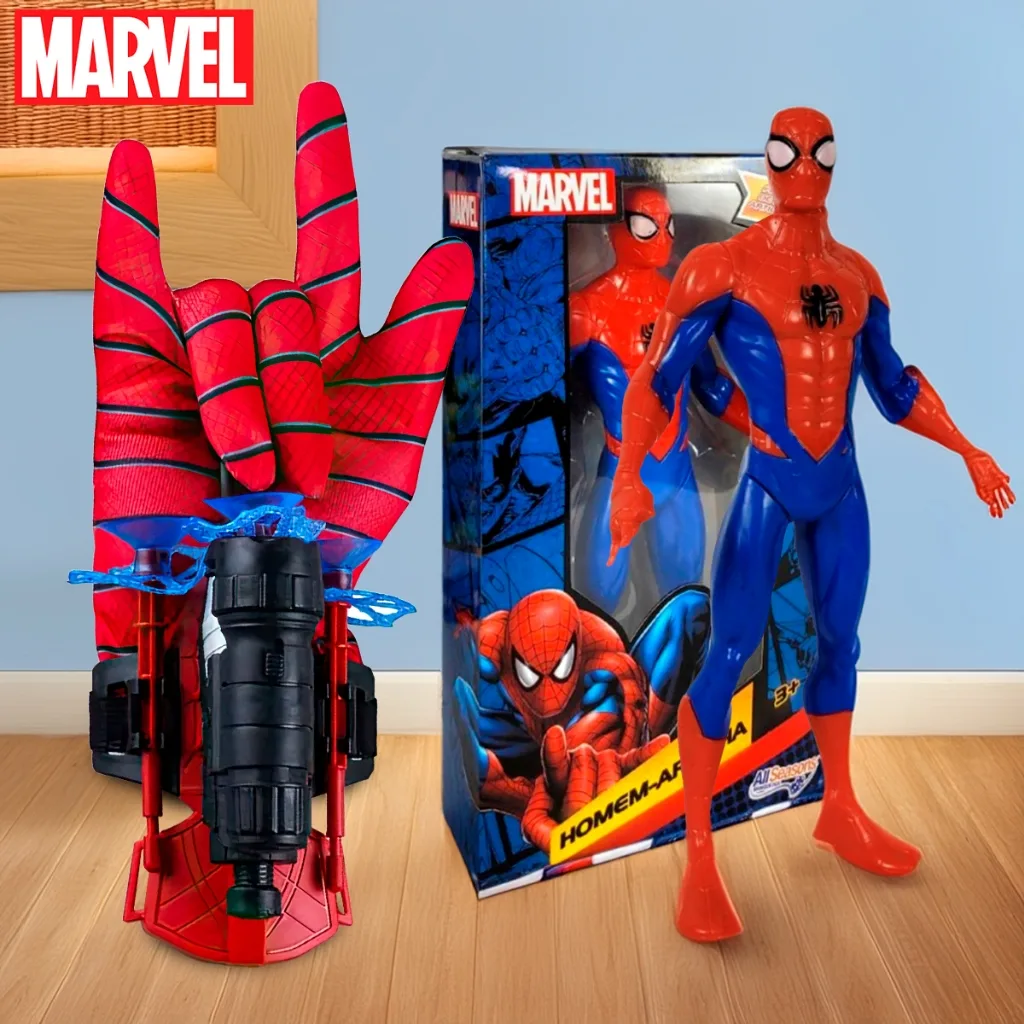 Kit Homem Aranha com luva lançadora de teia