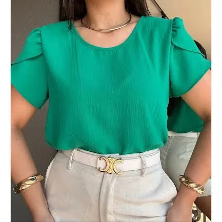 Blusa feminina Tulipa de manga princesa