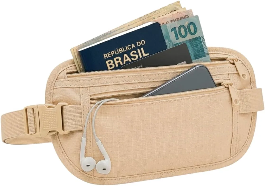Porta-dinheiro de viagem com cinto elástico
