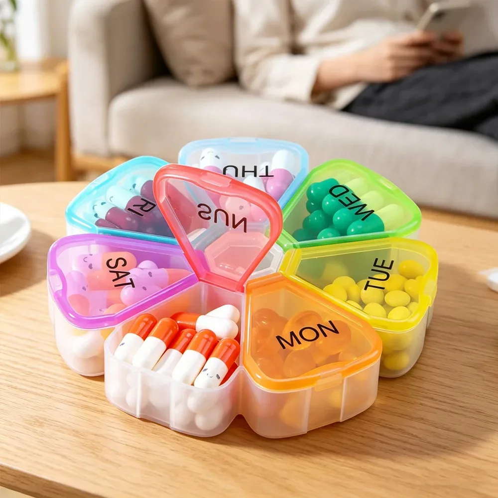 Organizador semanal de medicamentos com 7 compartimentos