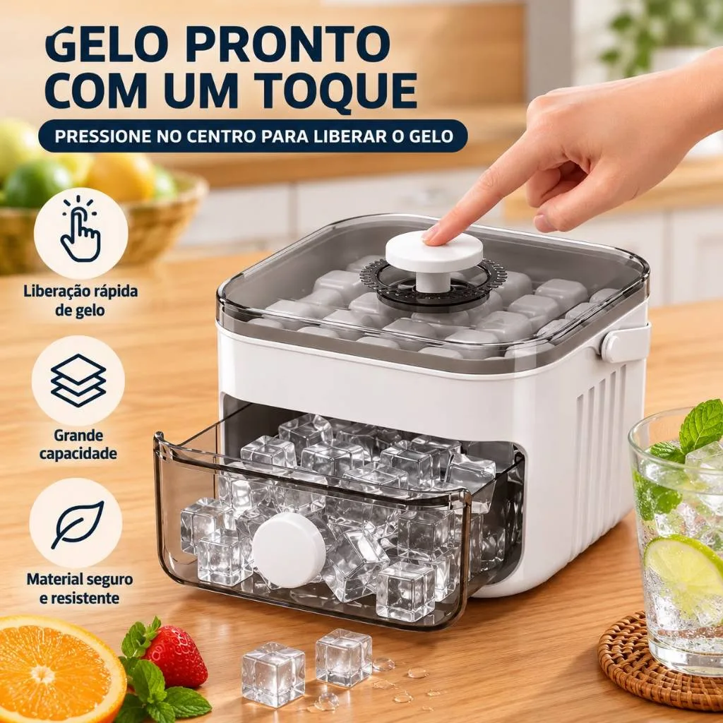 Forma de gelo grande com coletor e tampa