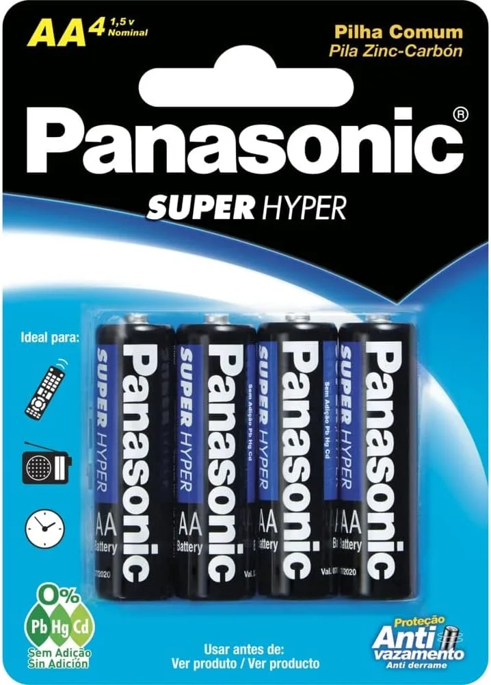 Pilha Panasonic AA com 4 unidades