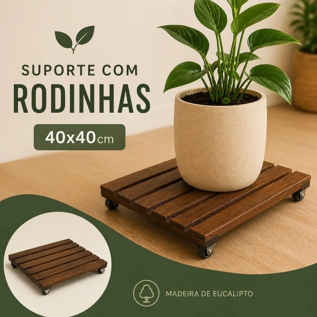 Base móvel para vaso de plantas e botijão