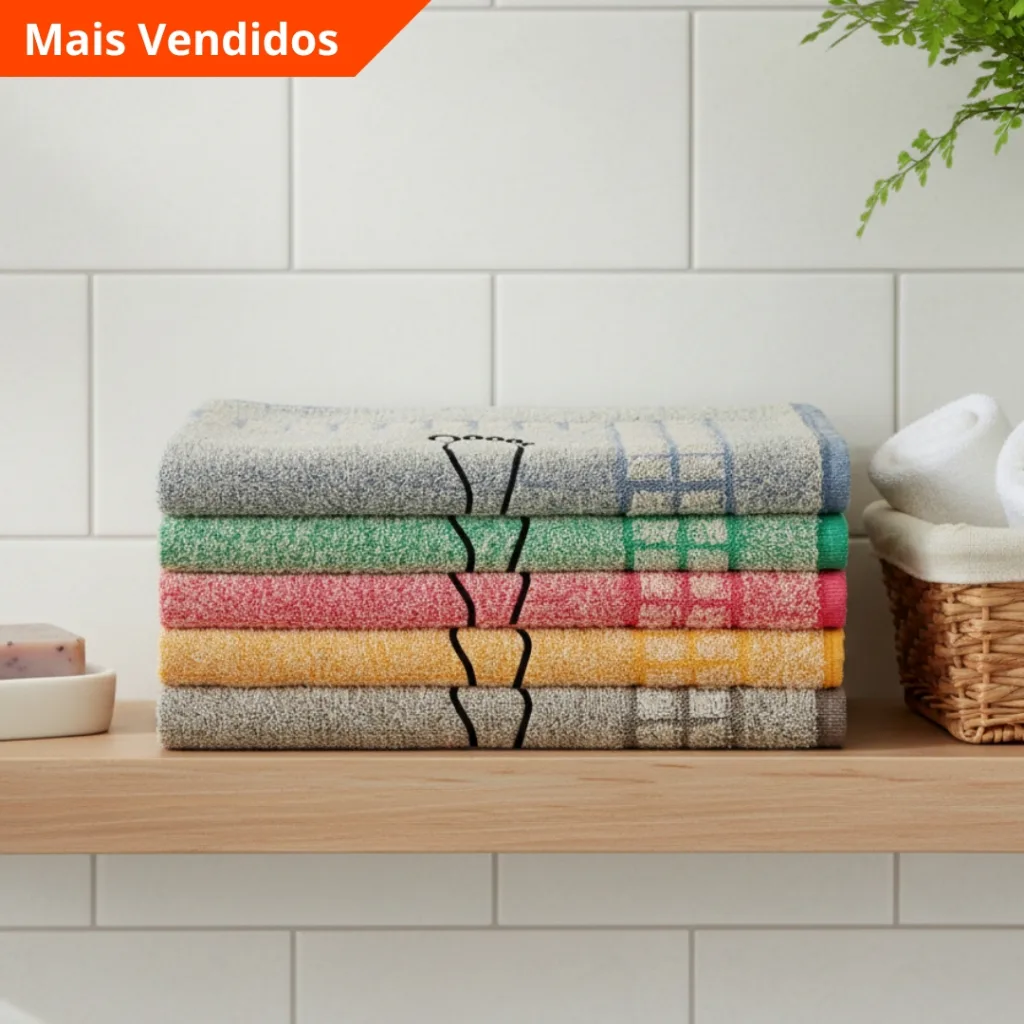 Kit com 5 tapetes felpudos para banheiro