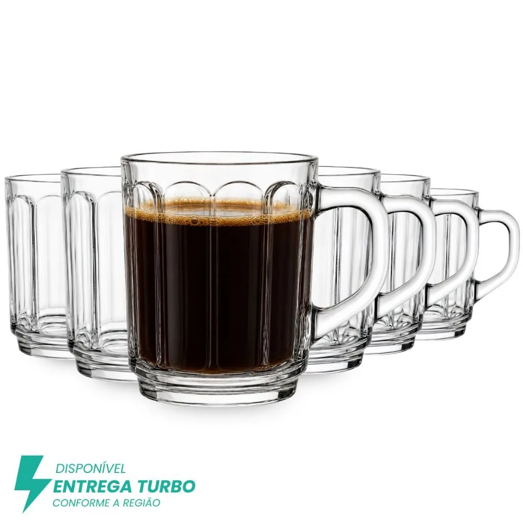 Jogo de canecas de vidro para chá e café