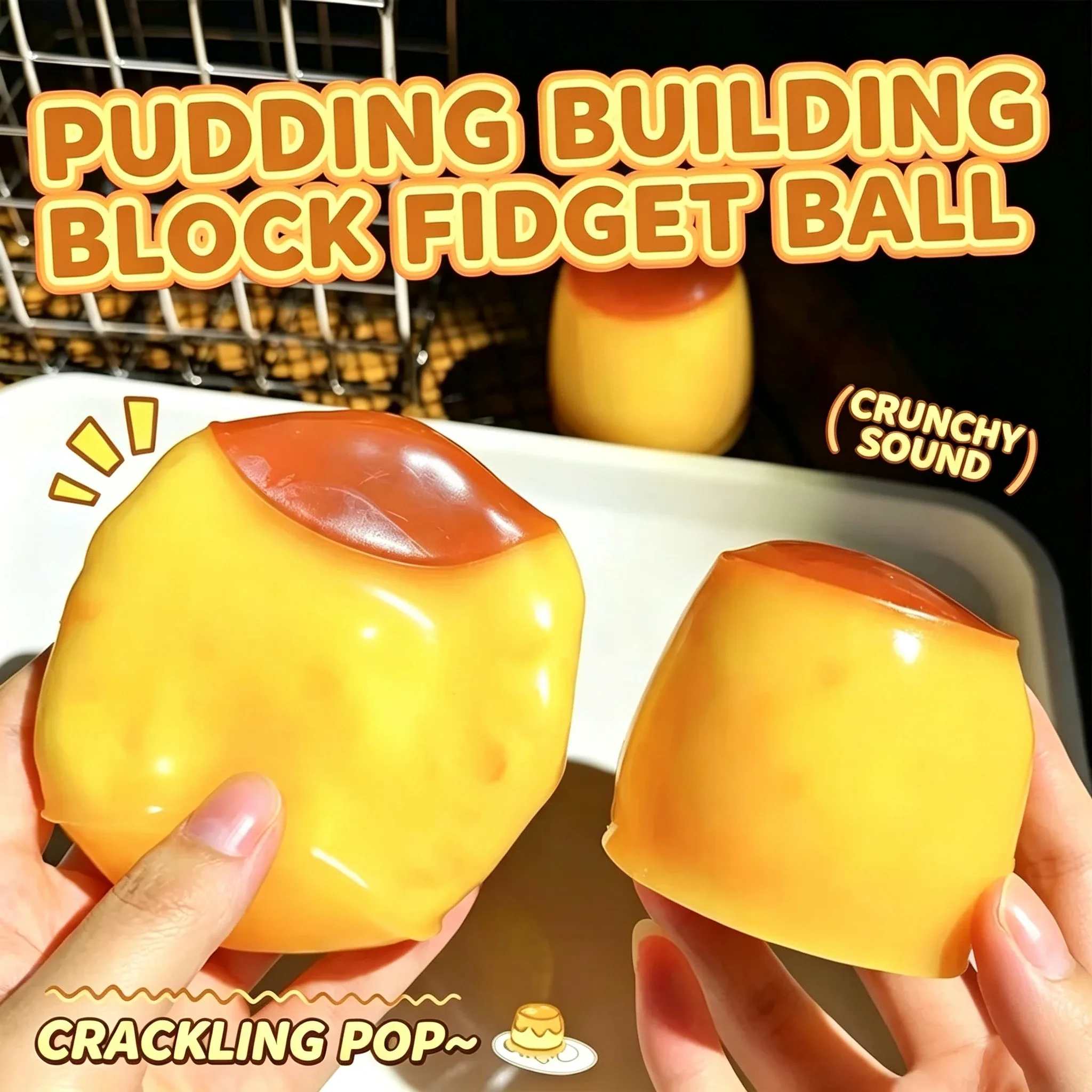 Bola antiestresse em formato de pudim com caramelo