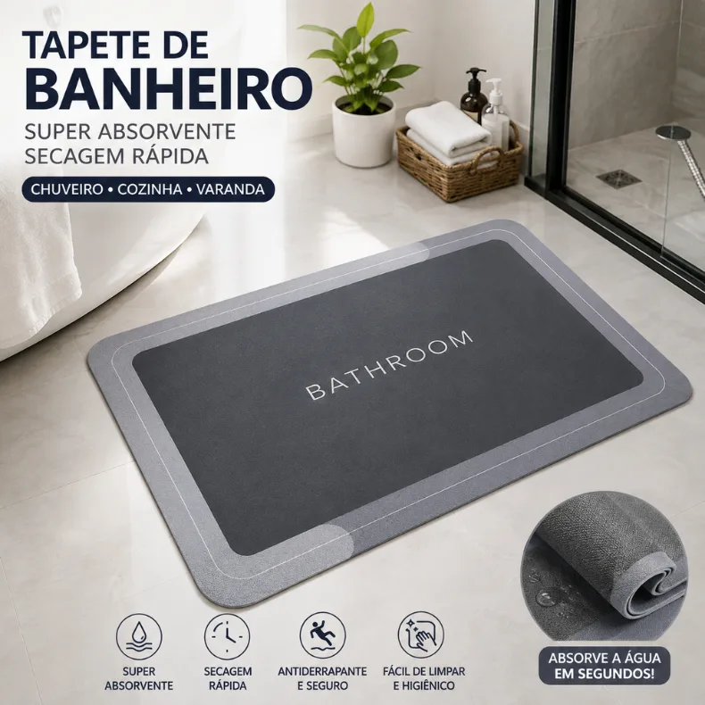 Tapete para Banheiro de Secagem Rápida e Super Absorvente