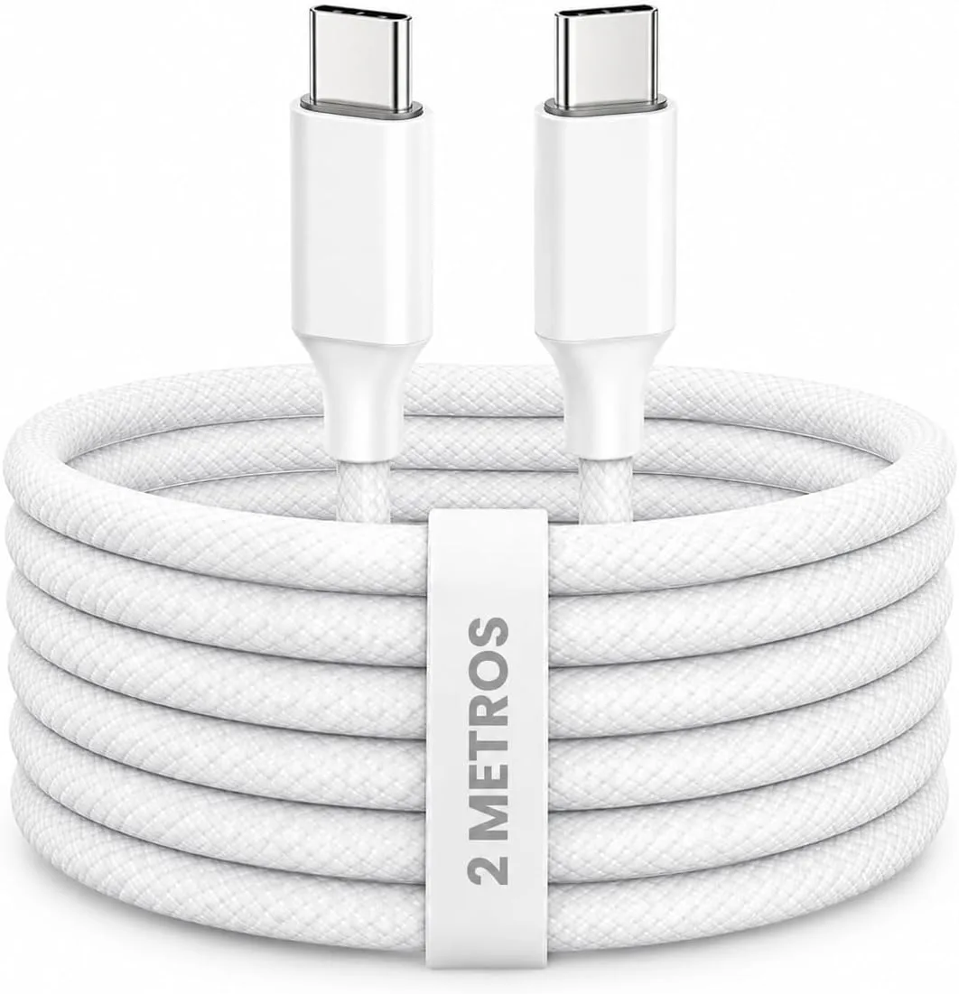 Cabo USB-C de 2 metros com nylon trançado