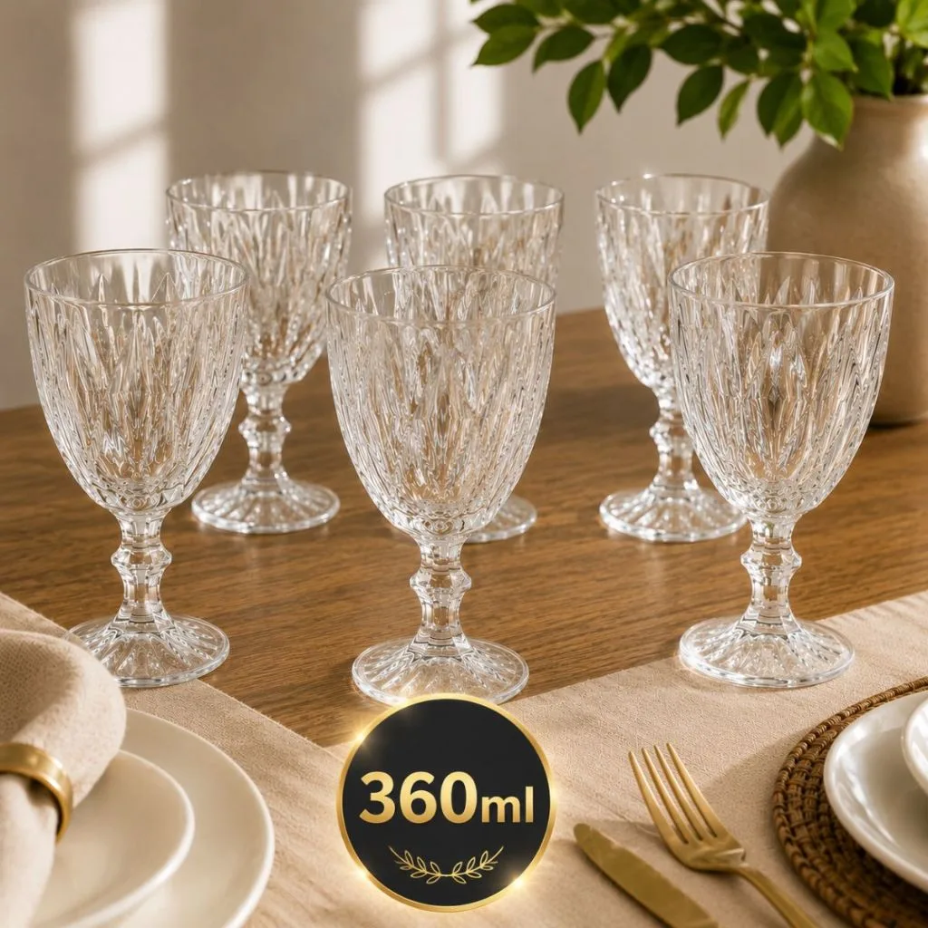 Conjunto de taças de vidro Diamond com 6 unidades