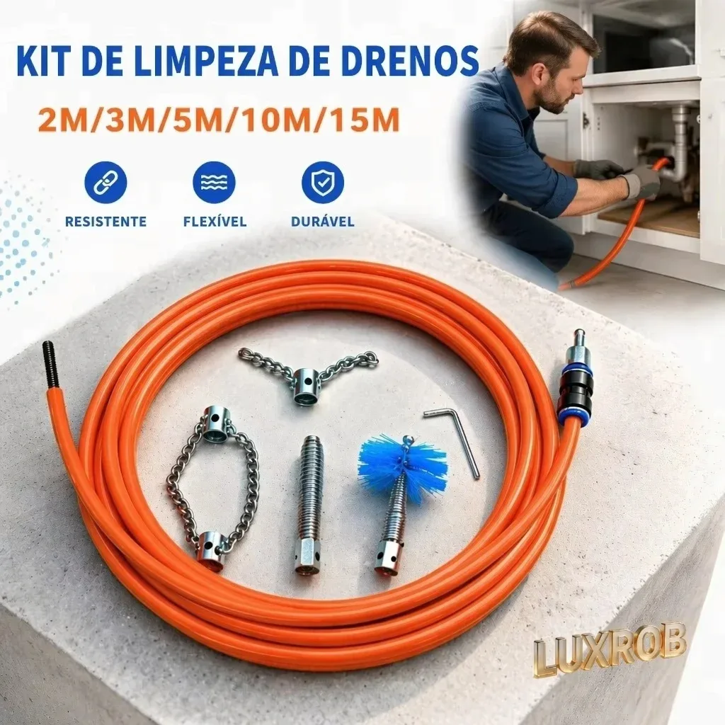 Conjunto de ferramentas para limpeza de tubos flexíveis