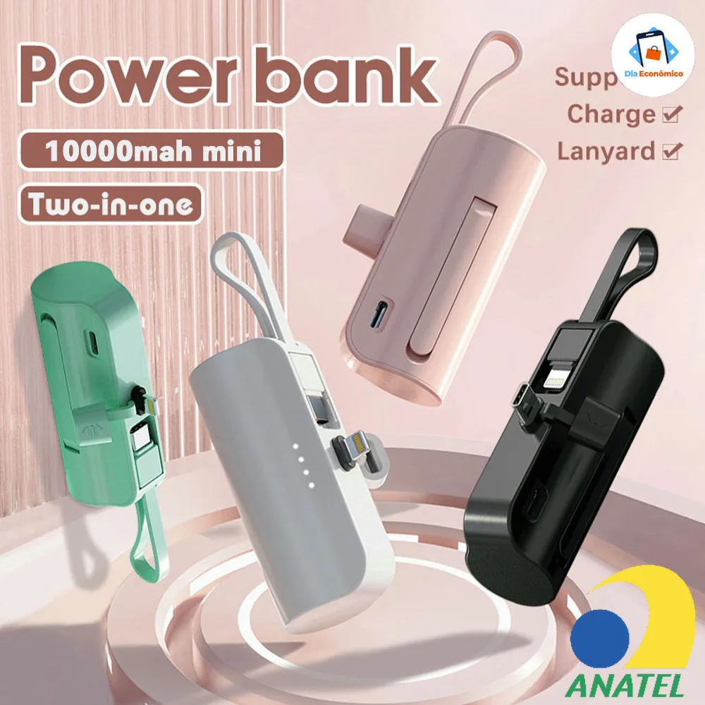 Carregador portátil de 10000 mAh com recarga sem fio