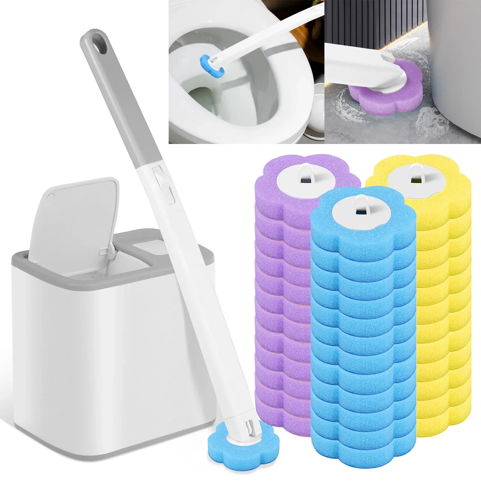 Escova sanitária com cabo longo para banheiro