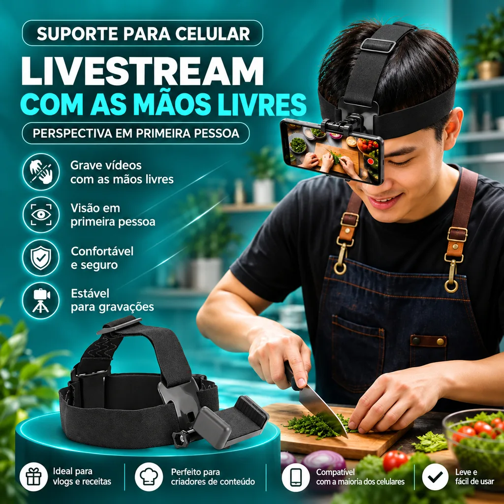 Suporte de cabeça para celular ajustável