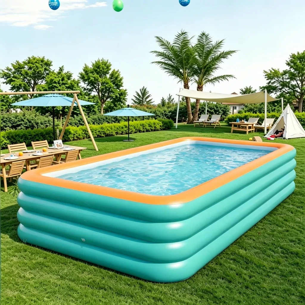 Piscina inflável de PVC azul