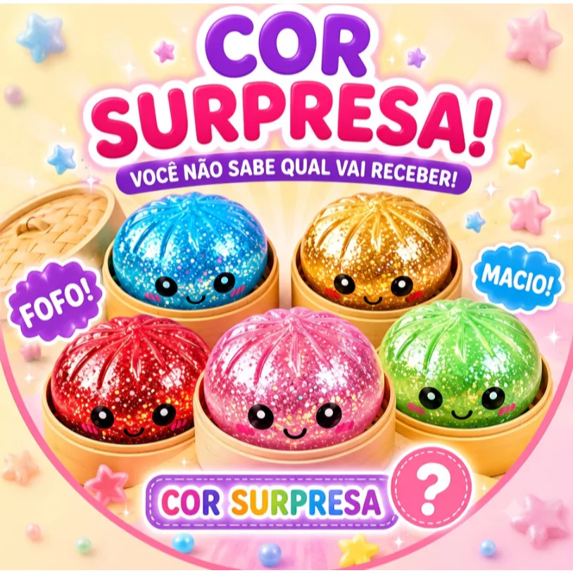 Squishy Bolinho Caixa Misteriosa Brinquedo Sensorial de Apertar Kawaii Baozi Presente Criativo Fidget