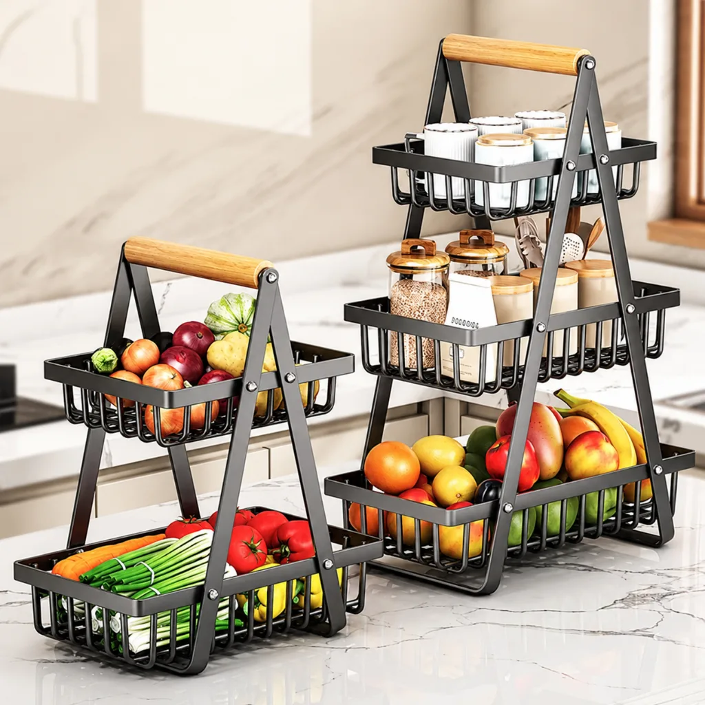Fruteira aramada de mesa com 2 ou 3 andares