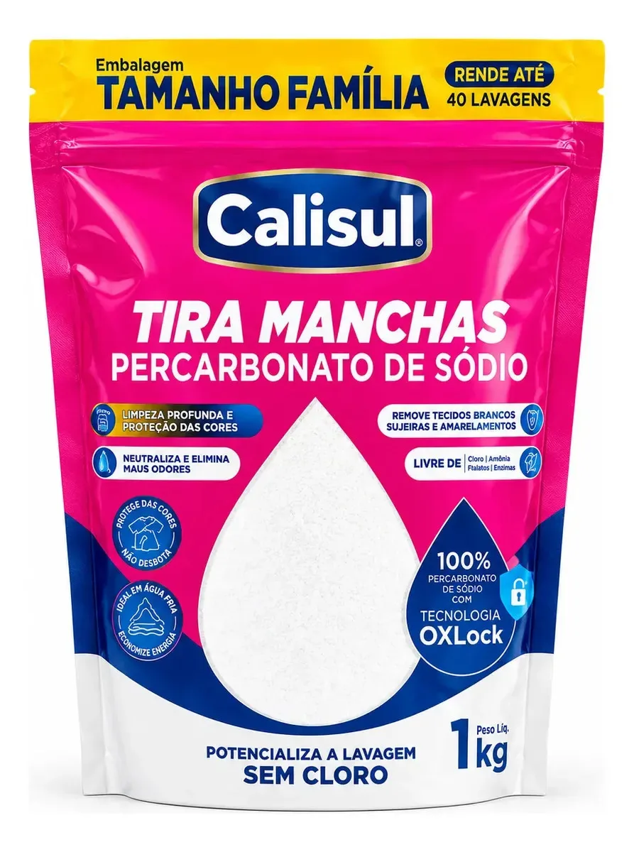 Tira-manchas Calisul com percarbonato de sódio
