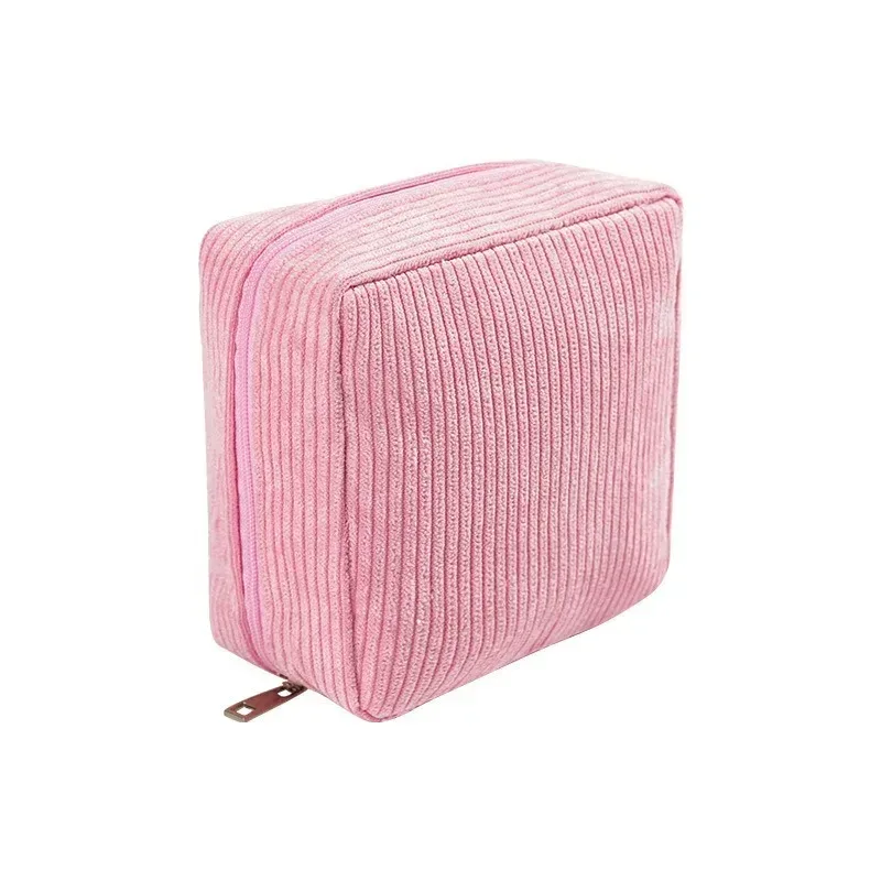 Bolsa de maquiagem de veludo cotelê para viagem
