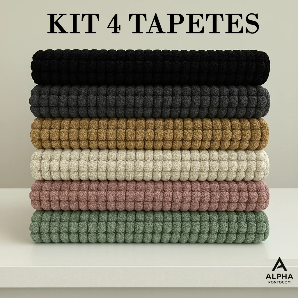 Tapete Bolinha KIT 4 Unidades Microfibra Banheiro Popcorn 38x58 Antiderrapante Macio Alta Absorção