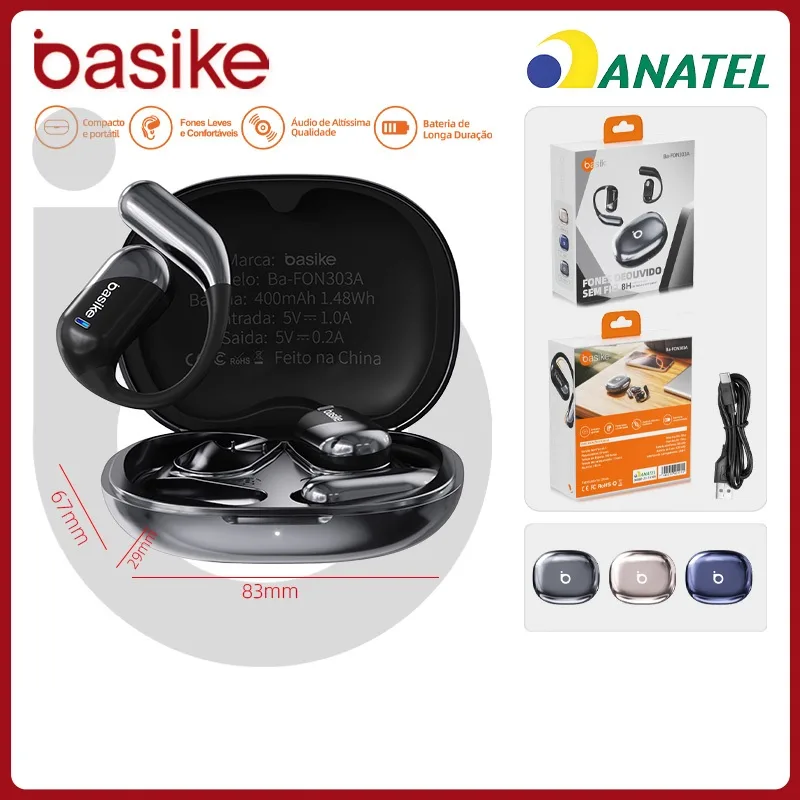 Fones Bluetooth Basike Fon303a esportivos