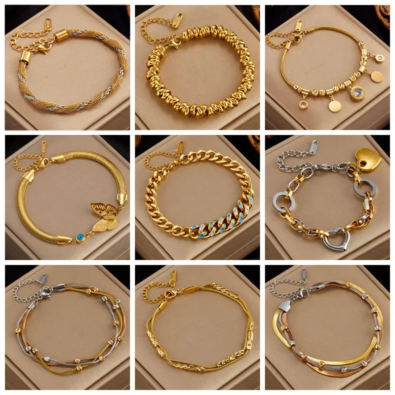Pulseira Dieyuro de aço inoxidável com coração e borboleta