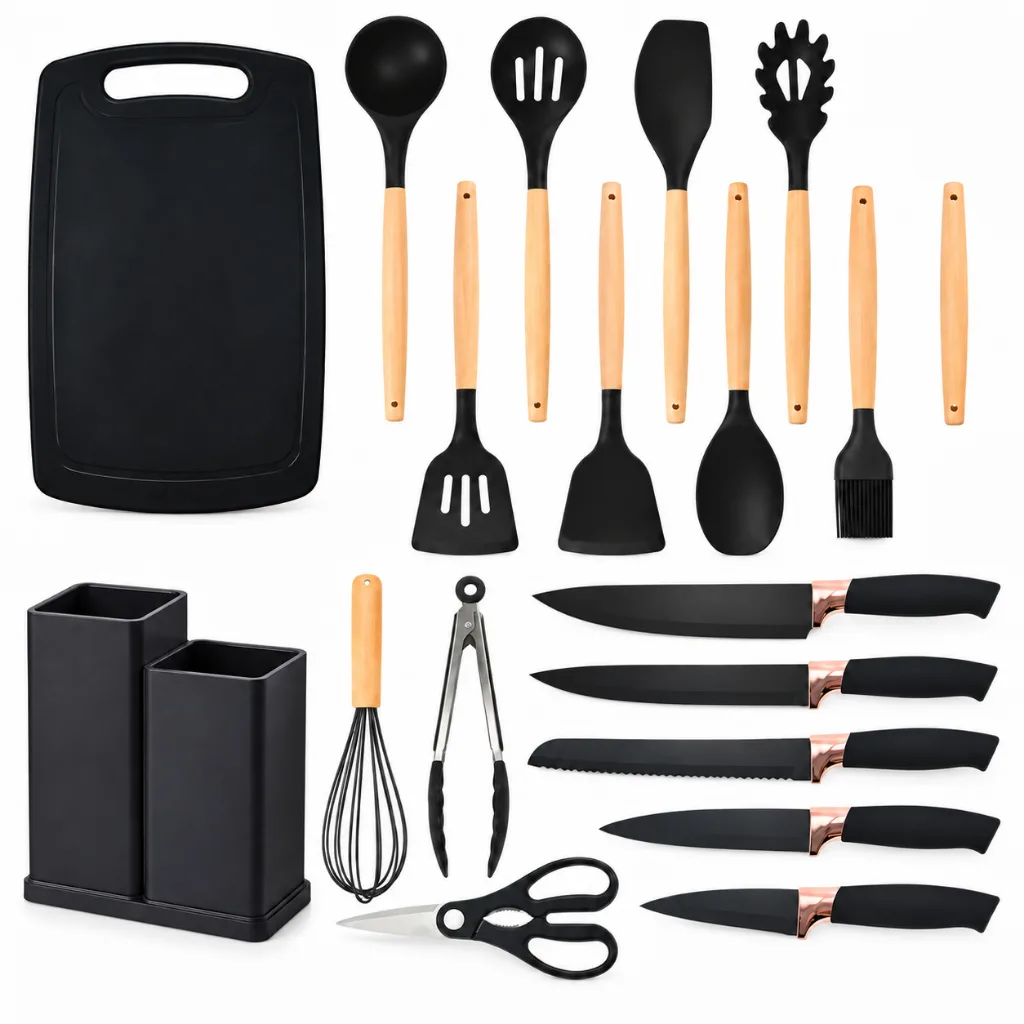 Kit de utensílios de cozinha em silicone