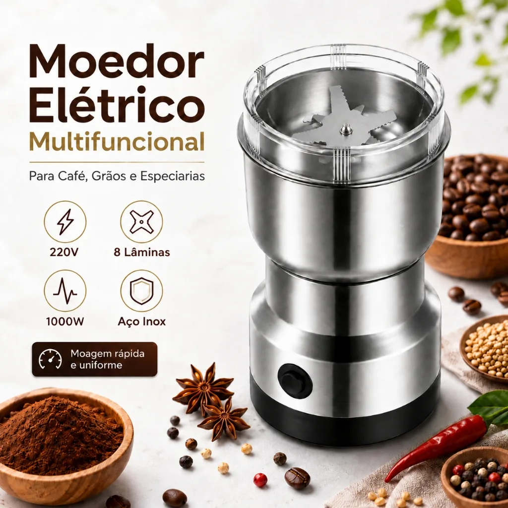 Moedor elétrico de café em aço inox