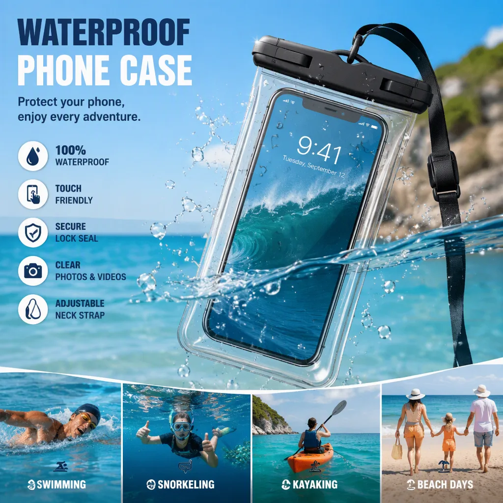 2/5/10 Pcs Capa Celular Bolsa Case À Prova D'água Transparente Cor Universal Praia Piscina Viajar