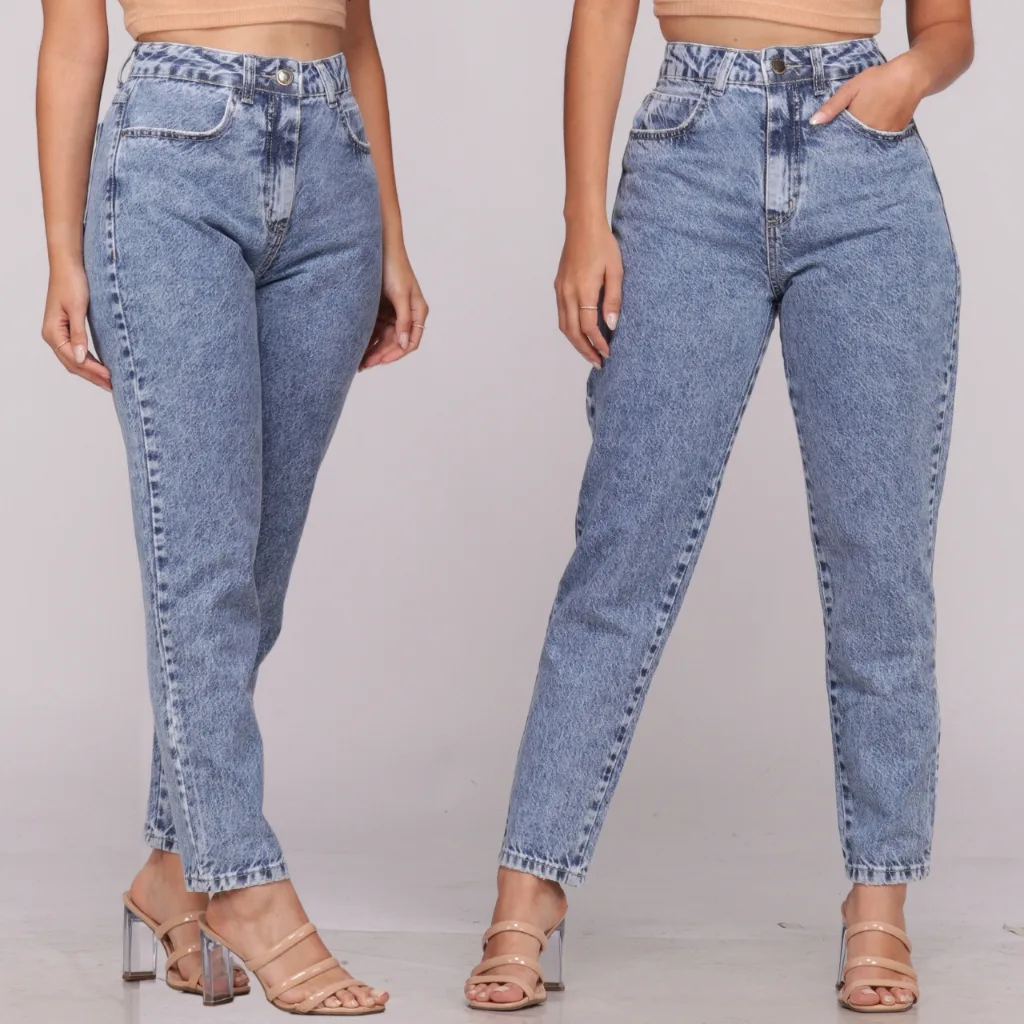 Calça jeans feminina de cintura alta